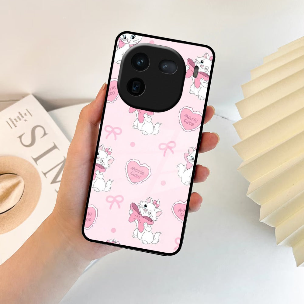 Cute Kitty Bliss Glass Case Cover For iQOO