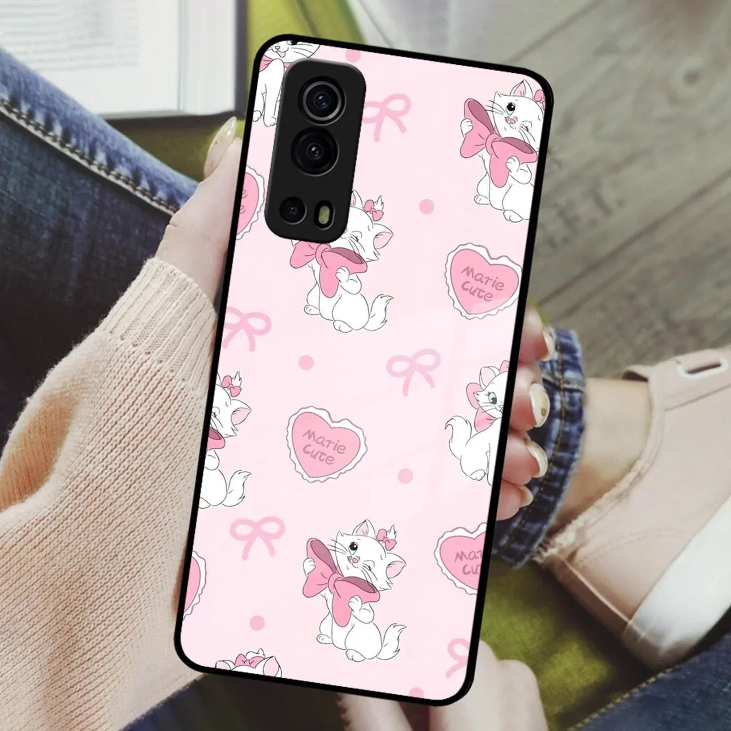 Cute Kitty Bliss Glass Case Cover For iQOO - ShopOnCliQ