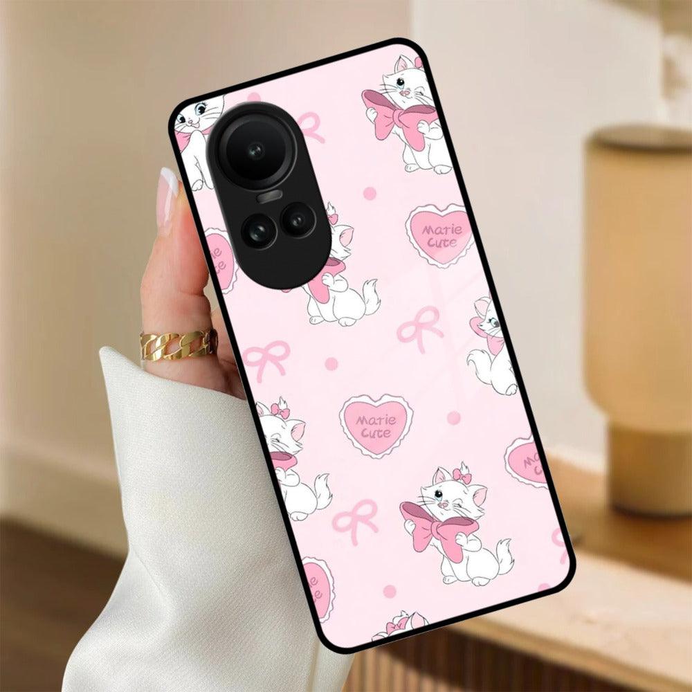 Cute Kitty Bliss Glass Case Cover For Oppo