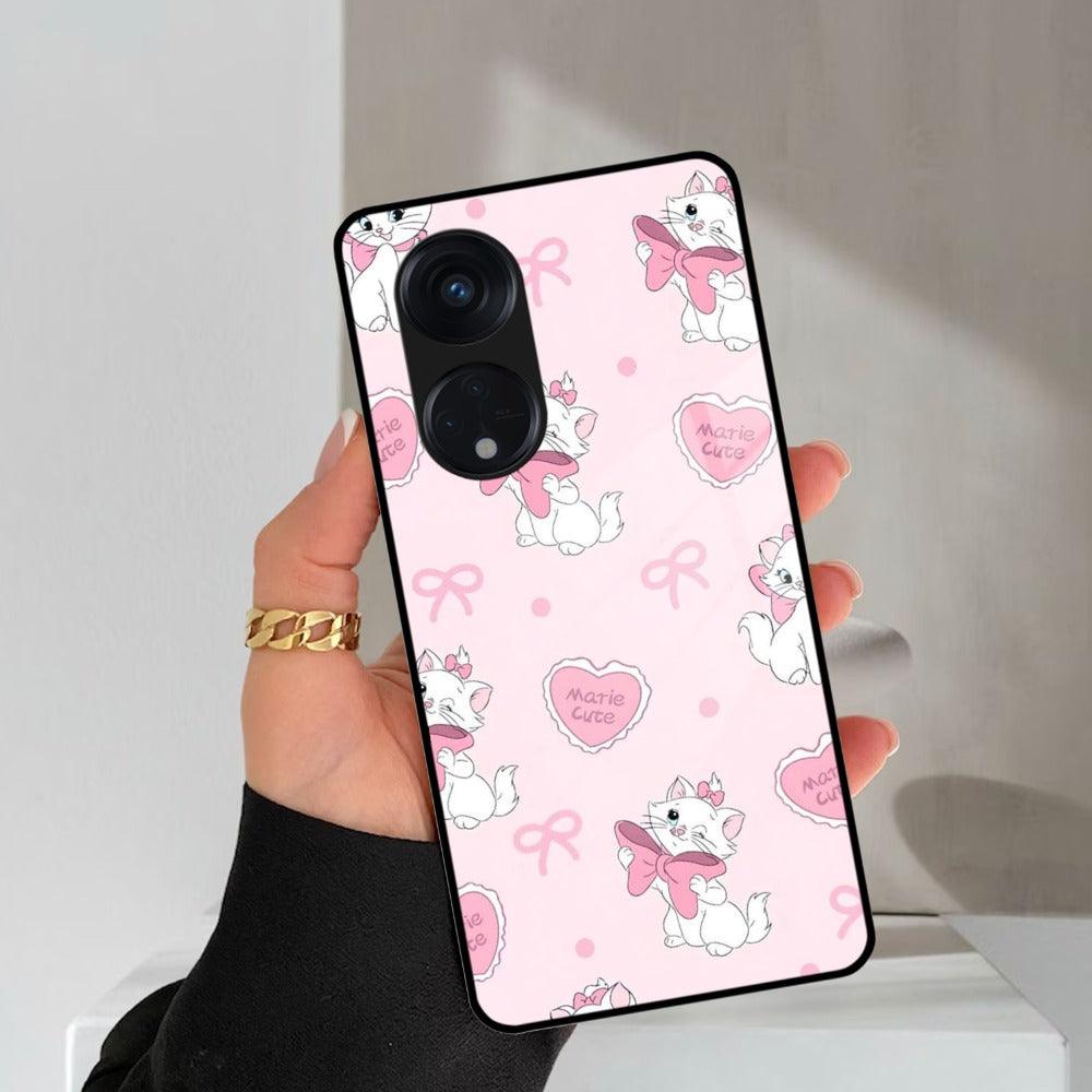 Cute Kitty Bliss Glass Case Cover For Oppo