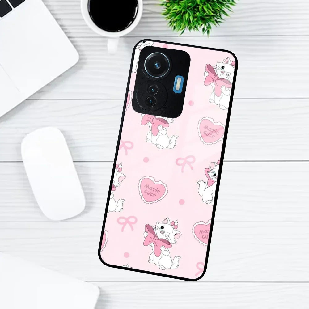 Cute Kitty Bliss Glass Case Cover For Vivo - ShopOnCliQ