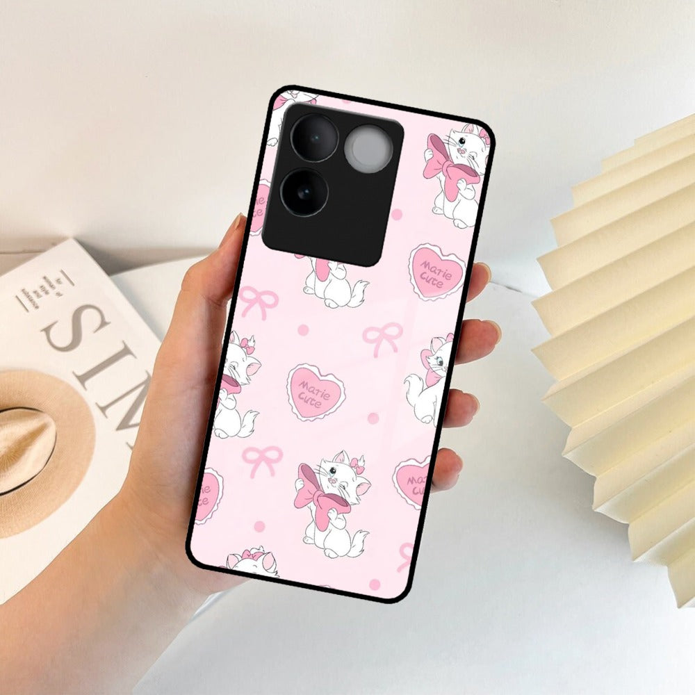Cute Kitty Bliss Glass Case Cover For iQOO