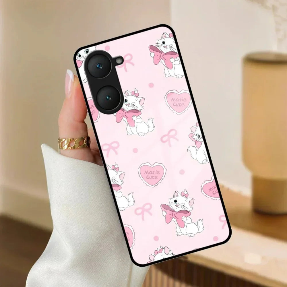 Cute Kitty Bliss Glass Case Cover For Vivo - ShopOnCliQ