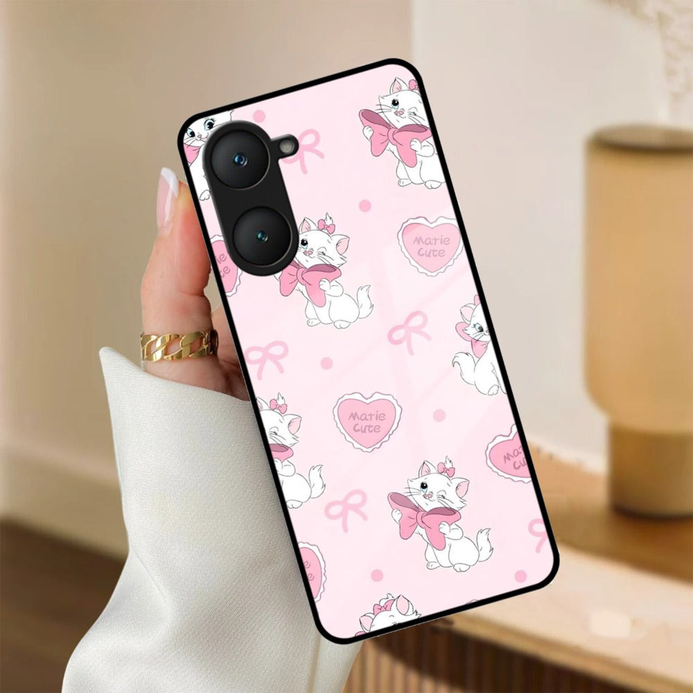 Cute Kitty Bliss Glass Case Cover For iQOO