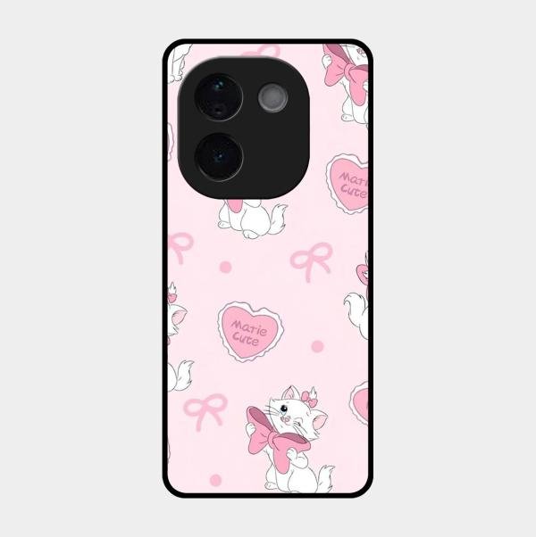 Cute Kitty Bliss Glass Case Cover For Vivo T3 Pro 5G