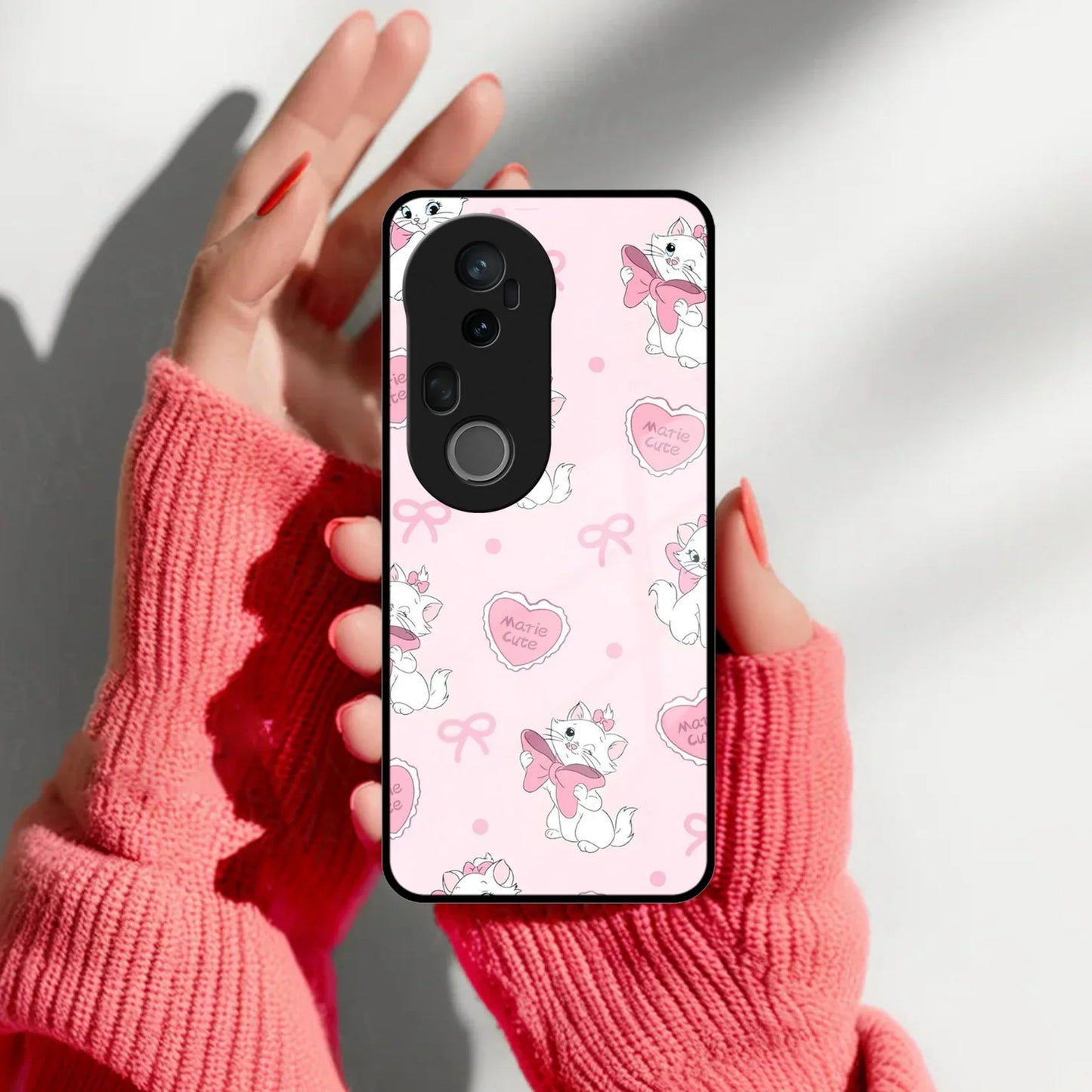 Cute Kitty Bliss Glass Case Cover For Vivo - ShopOnCliQ