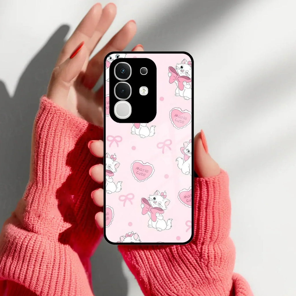 Cute Kitty Bliss Glass Case Cover For Vivo - ShopOnCliQ