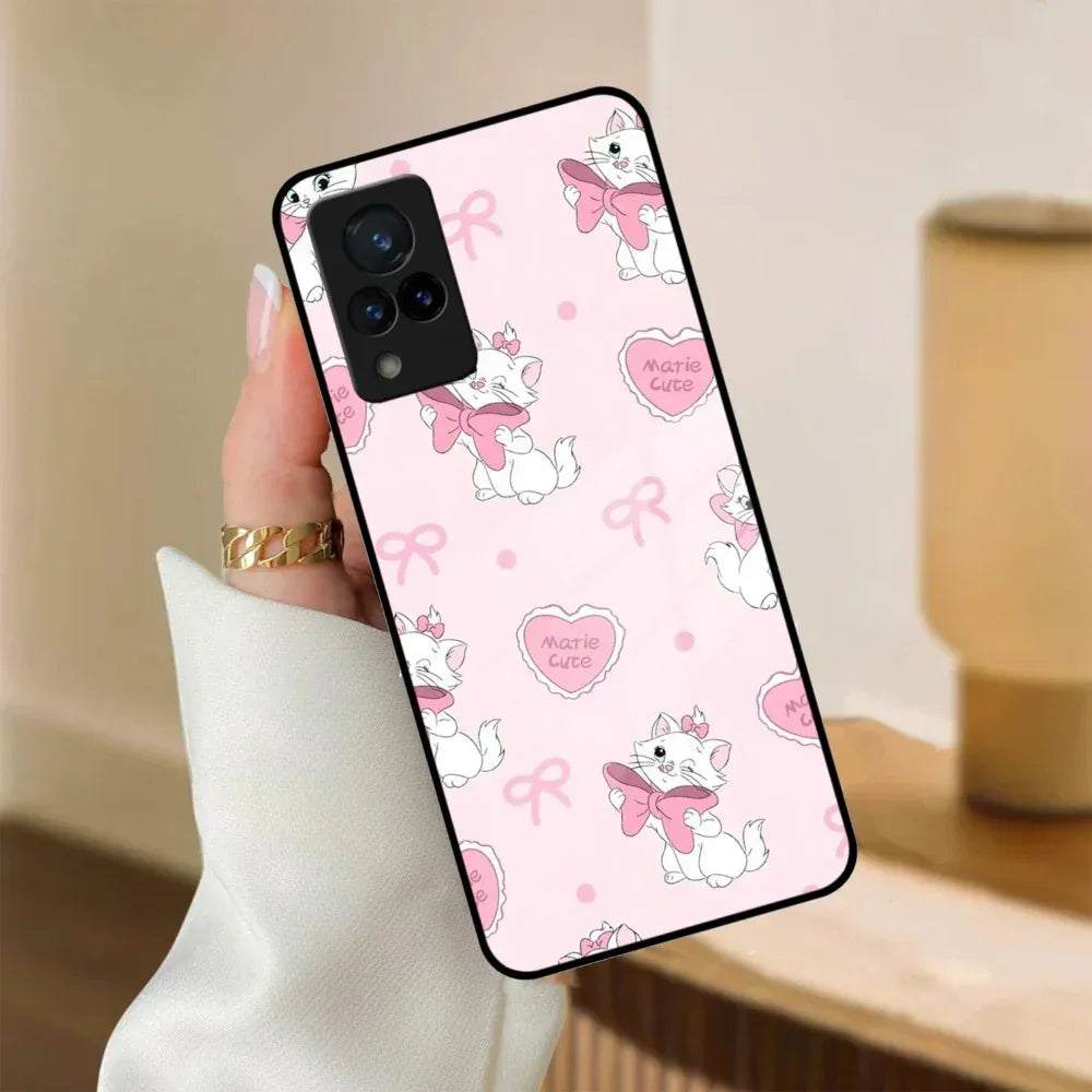 Cute Kitty Bliss Glass Case Cover For Vivo - ShopOnCliQ