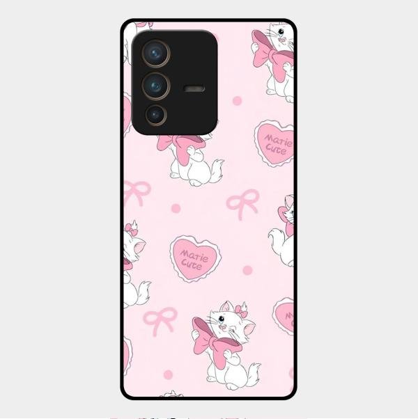 Cute Kitty Bliss Glass Case Cover For Vivo V23 Pro 5G