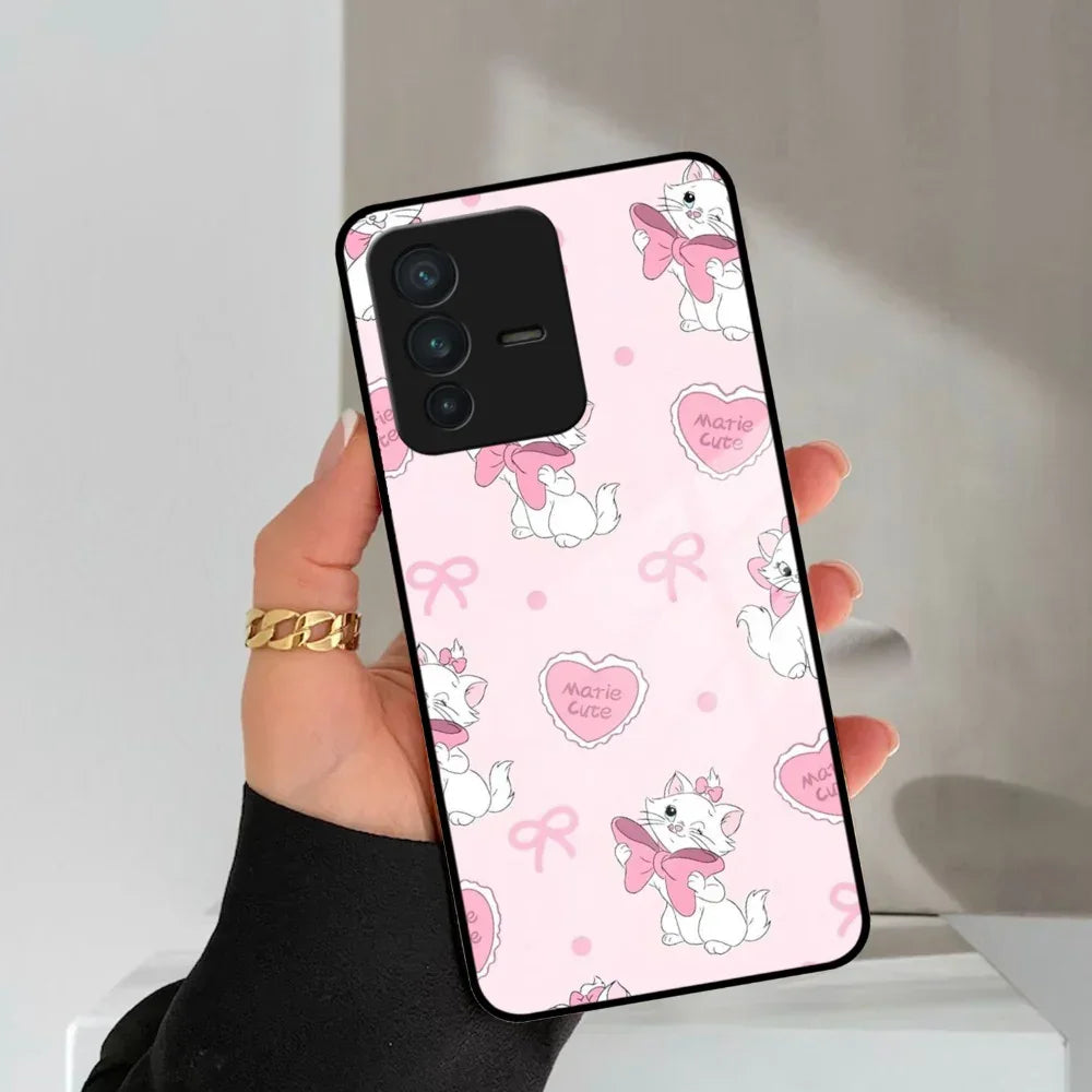 Cute Kitty Bliss Glass Case Cover For Vivo - ShopOnCliQ