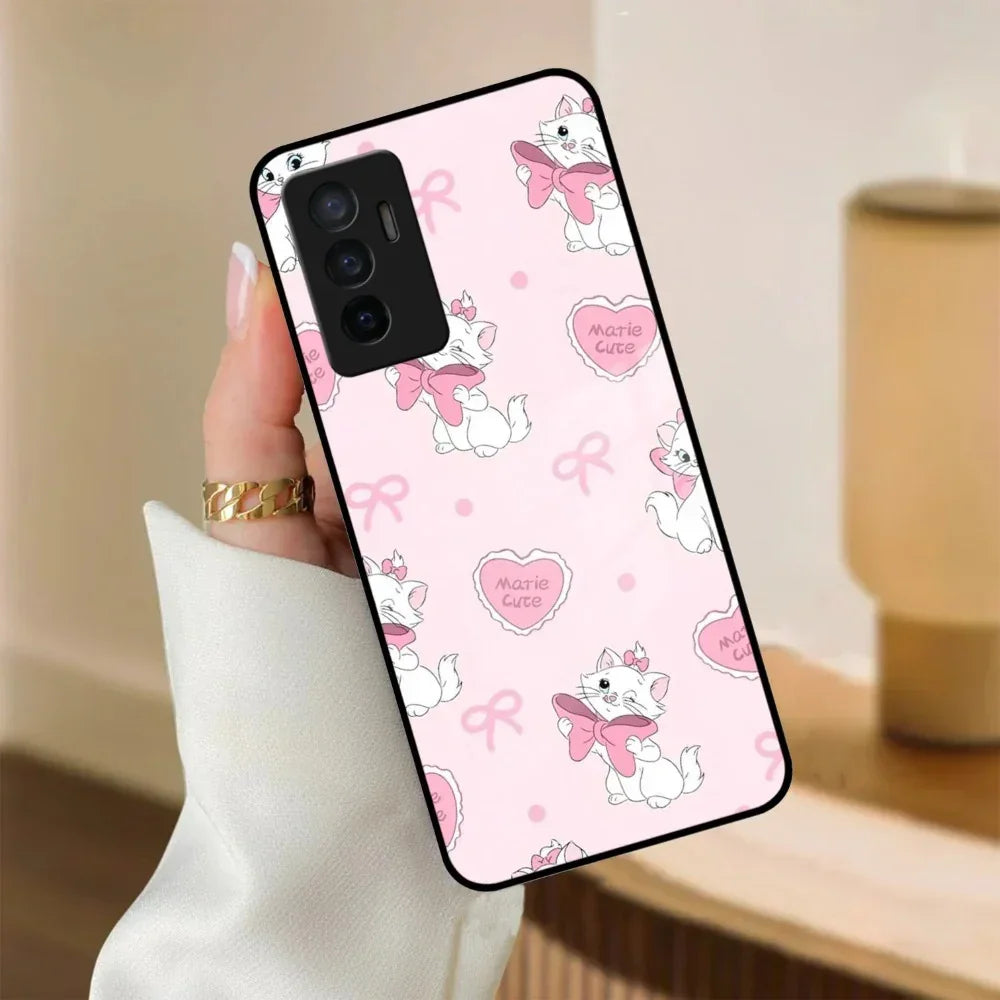Cute Kitty Bliss Glass Case Cover For Vivo - ShopOnCliQ
