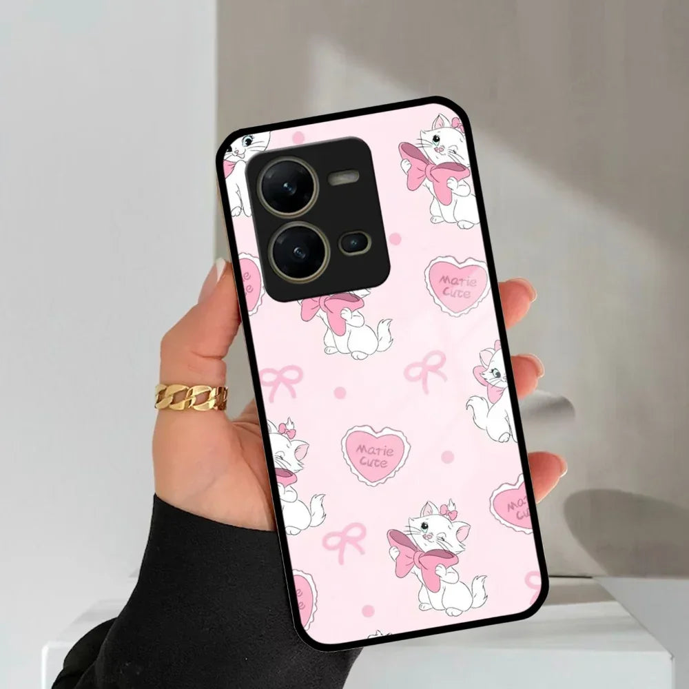 Cute Kitty Bliss Glass Case Cover For Vivo - ShopOnCliQ