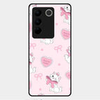 Cute Kitty Bliss Glass Case Cover For Vivo V27 Pro 5G