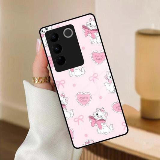 Cute Kitty Bliss Glass Case Cover For Vivo - ShopOnCliQ