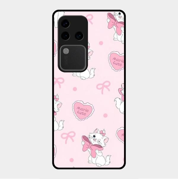 Cute Kitty Bliss Glass Case Cover For Vivo V30 Pro 5G