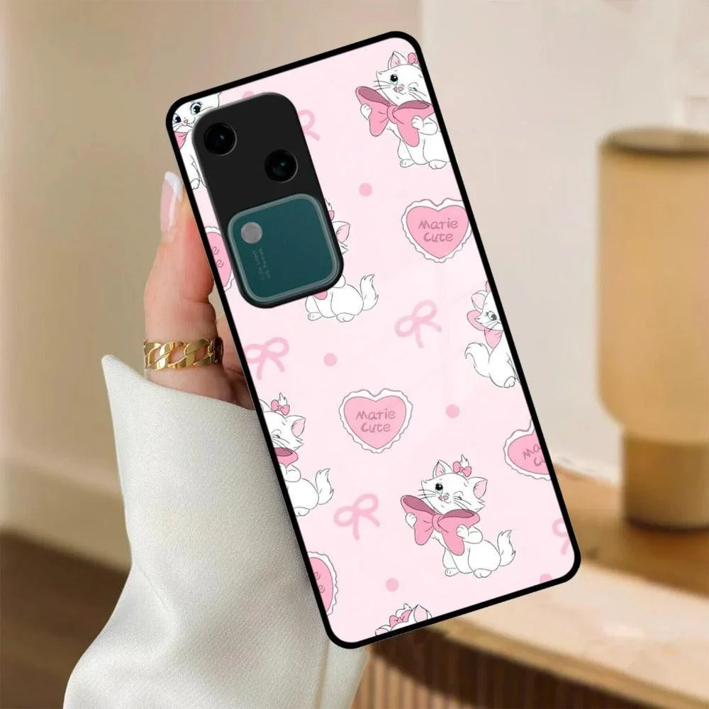 Cute Kitty Bliss Glass Case Cover For Vivo - ShopOnCliQ