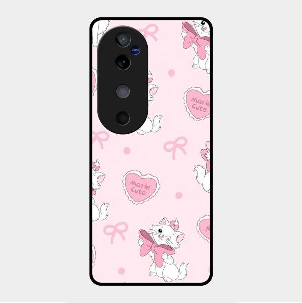 Cute Kitty Bliss Glass Case Cover For Vivo V40 5G