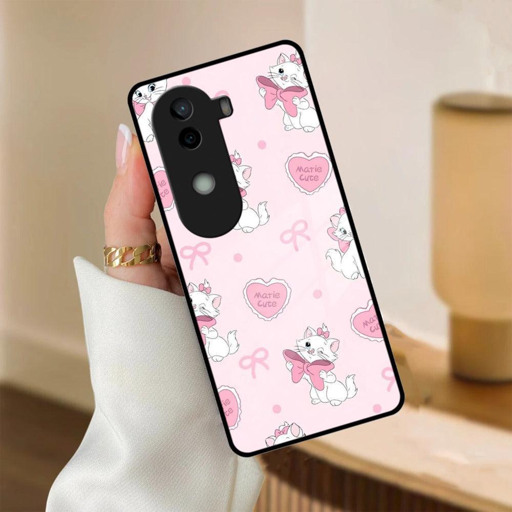 Cute Kitty Bliss Glass Case Cover For iQOO - ShopOnCliQ