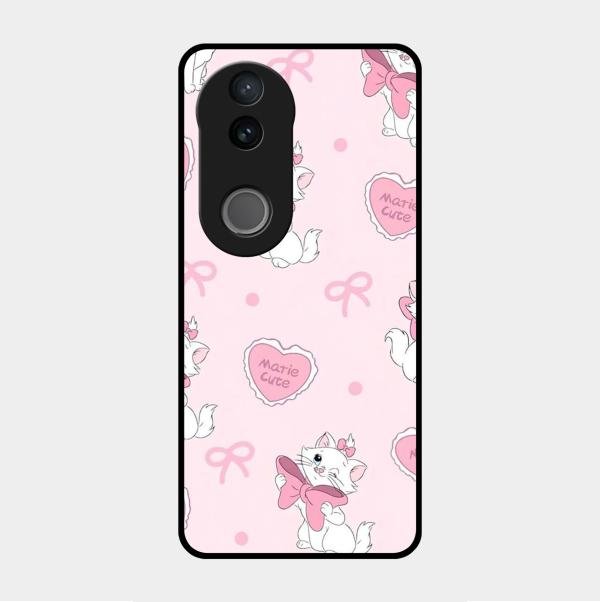 Cute Kitty Bliss Glass Case Cover For Vivo V50 5G