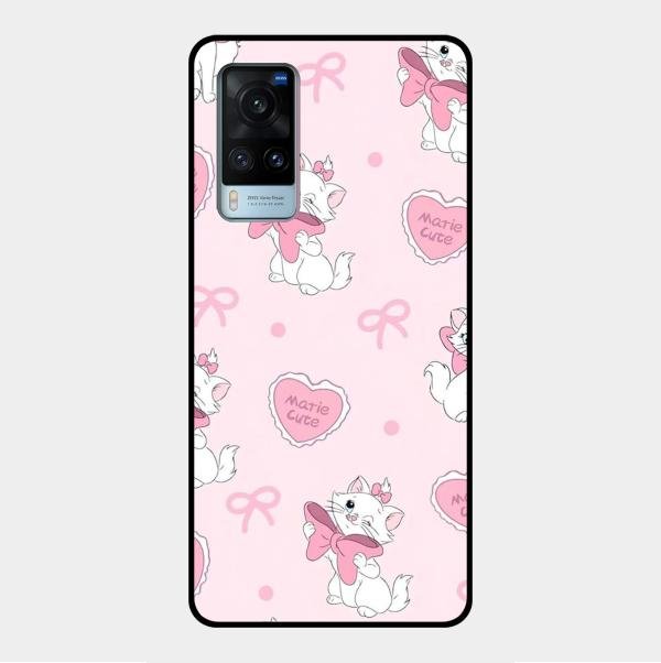 Cute Kitty Bliss Glass Case Cover For Vivo X60 5G