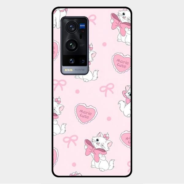 Cute Kitty Bliss Glass Case Cover For Vivo X60 Pro Plus 5G