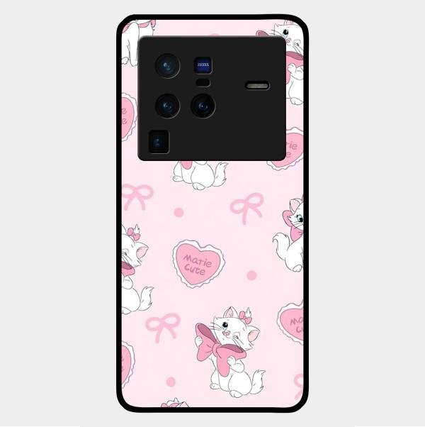 Cute Kitty Bliss Glass Case Cover For Vivo X80 Pro 5G