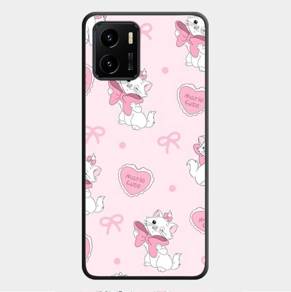 Cute Kitty Bliss Glass Case Cover For Vivo Y01