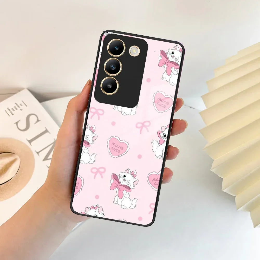 Cute Kitty Bliss Glass Case Cover For Vivo - ShopOnCliQ