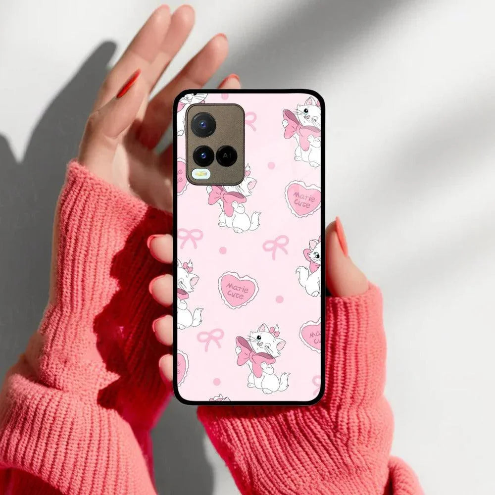 Cute Kitty Bliss Glass Case Cover For Vivo - ShopOnCliQ
