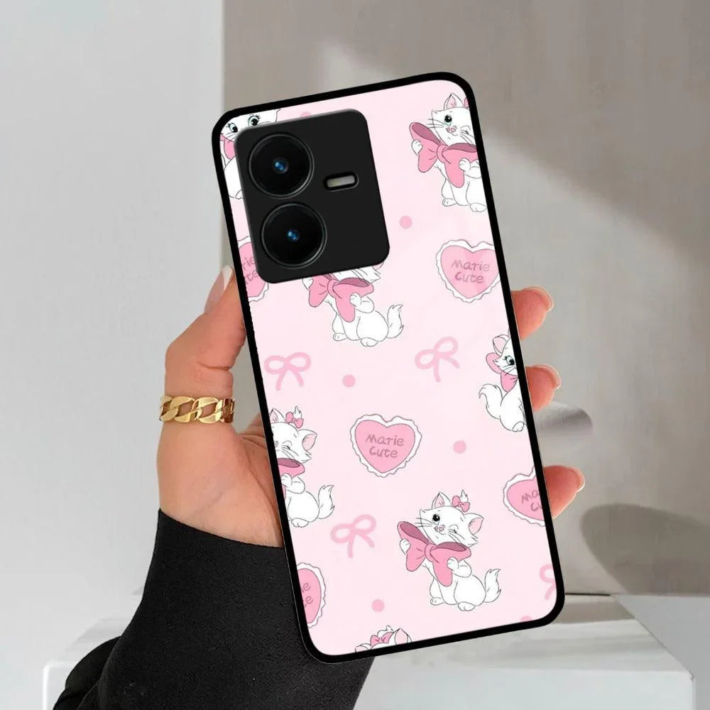 Cute Kitty Bliss Glass Case Cover For Vivo - ShopOnCliQ