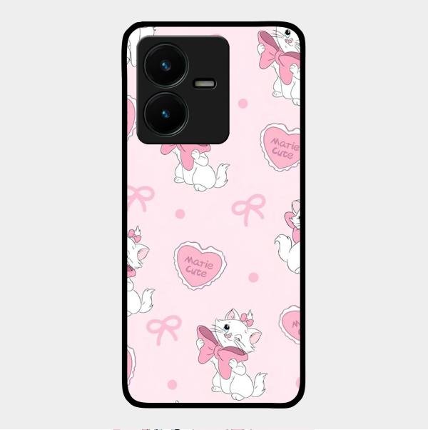 Cute Kitty Bliss Glass Case Cover For Vivo Y22