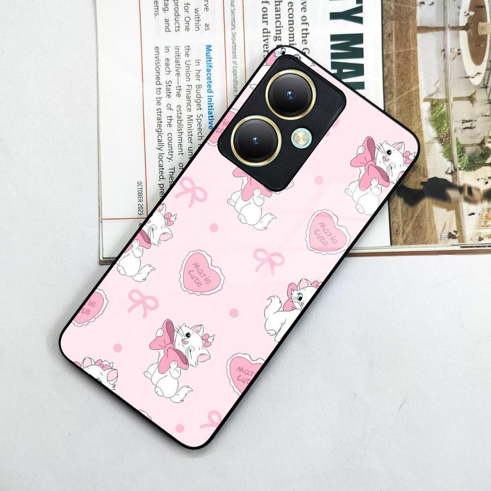 Cute Kitty Bliss Glass Case Cover For Vivo - ShopOnCliQ