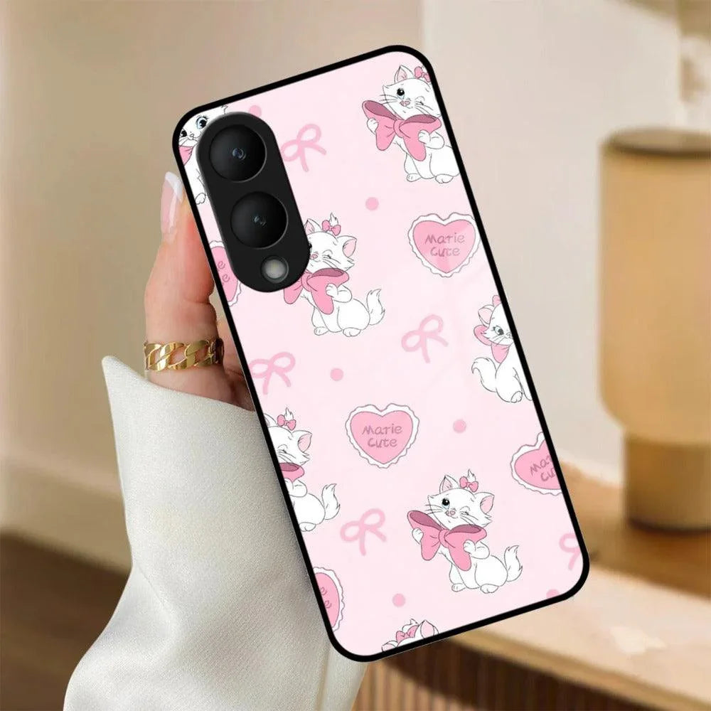 Cute Kitty Bliss Glass Case Cover For Vivo - ShopOnCliQ