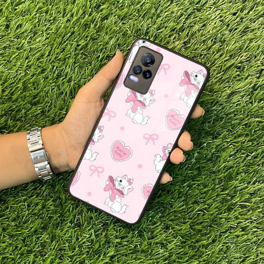 Cute Kitty Bliss Glass Case Cover For Vivo - ShopOnCliQ