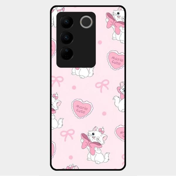 cute kitty bliss glossy metal case cover for Vivo V27 5G