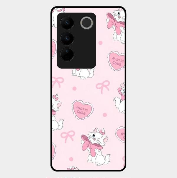 cute kitty bliss glossy metal case cover for Vivo V27 Pro 5G