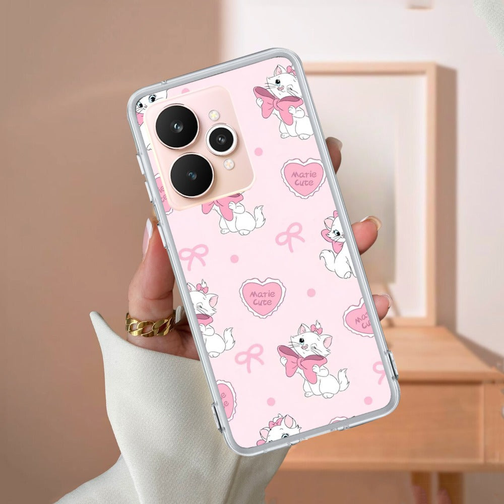 Cute Kitty Bliss Transparent Silicon Case For Realme/Narzo