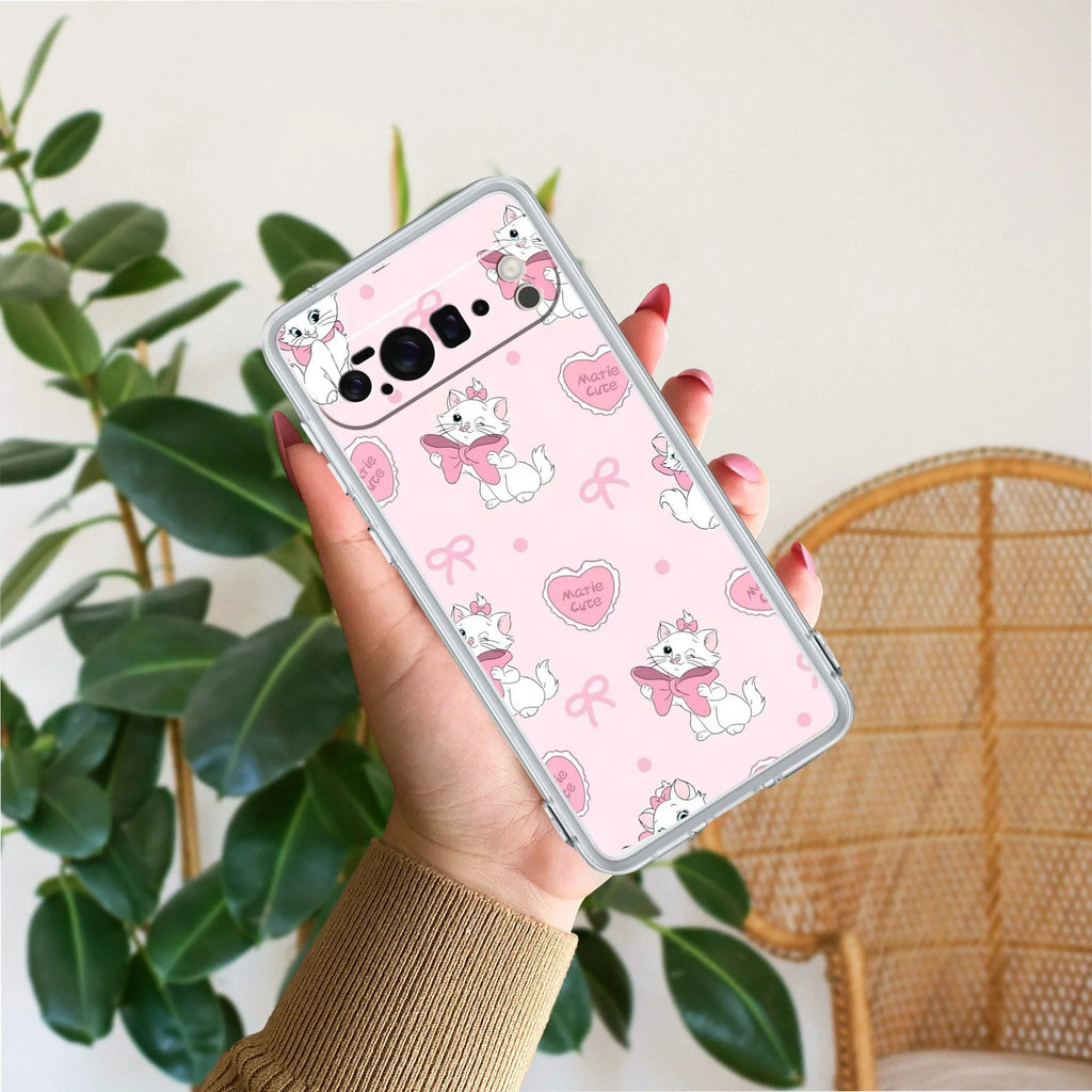 Cute Kitty Bliss Transparent Silicon Case For Google Pixel 10 Pro XL