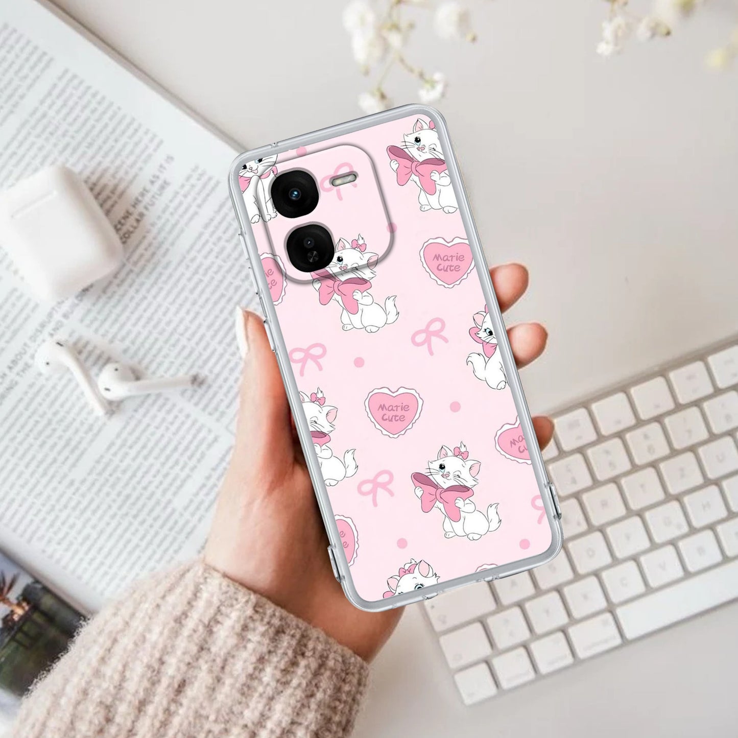 Cute Kitty Bliss Transparent Silicon Case For iQOO