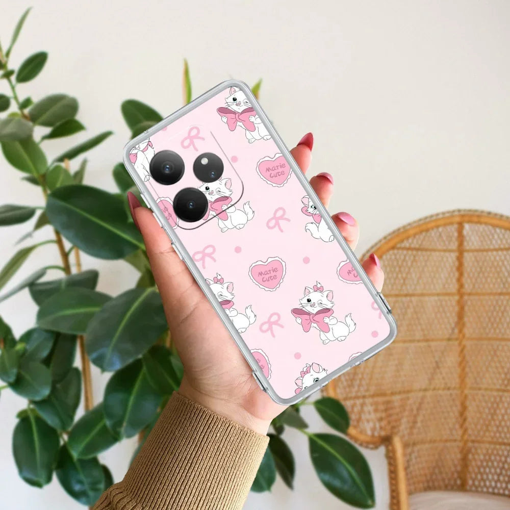 Cute Kitty Bliss Transparent Silicon Case For Realme GT 6 5G