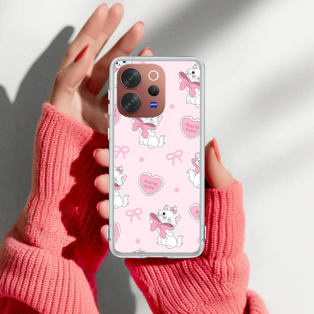 Cute Kitty Bliss Transparent Silicon Case For Vivo V23 Pro 5G