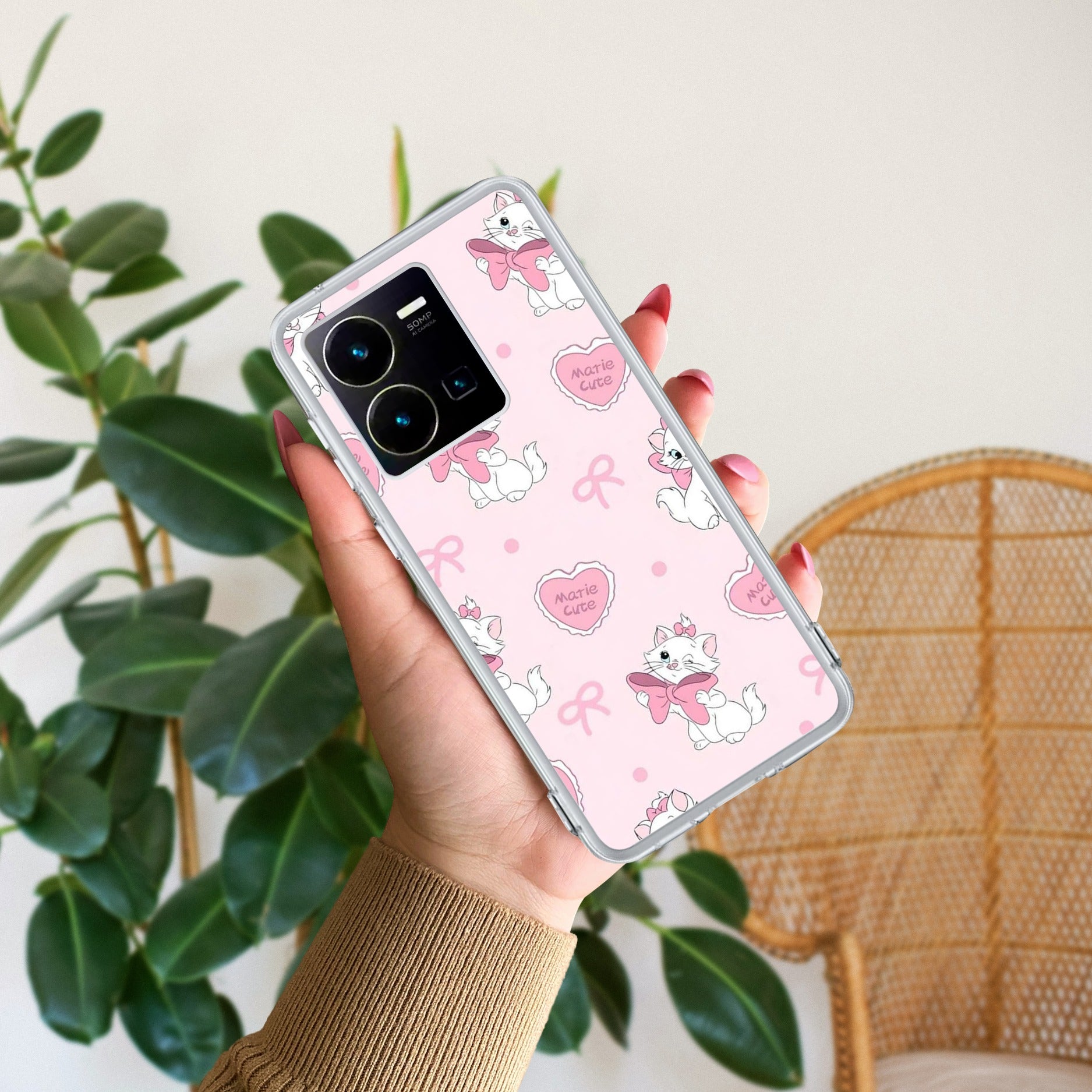 Cute Kitty Bliss Transparent Silicon Case For Vivo Y35