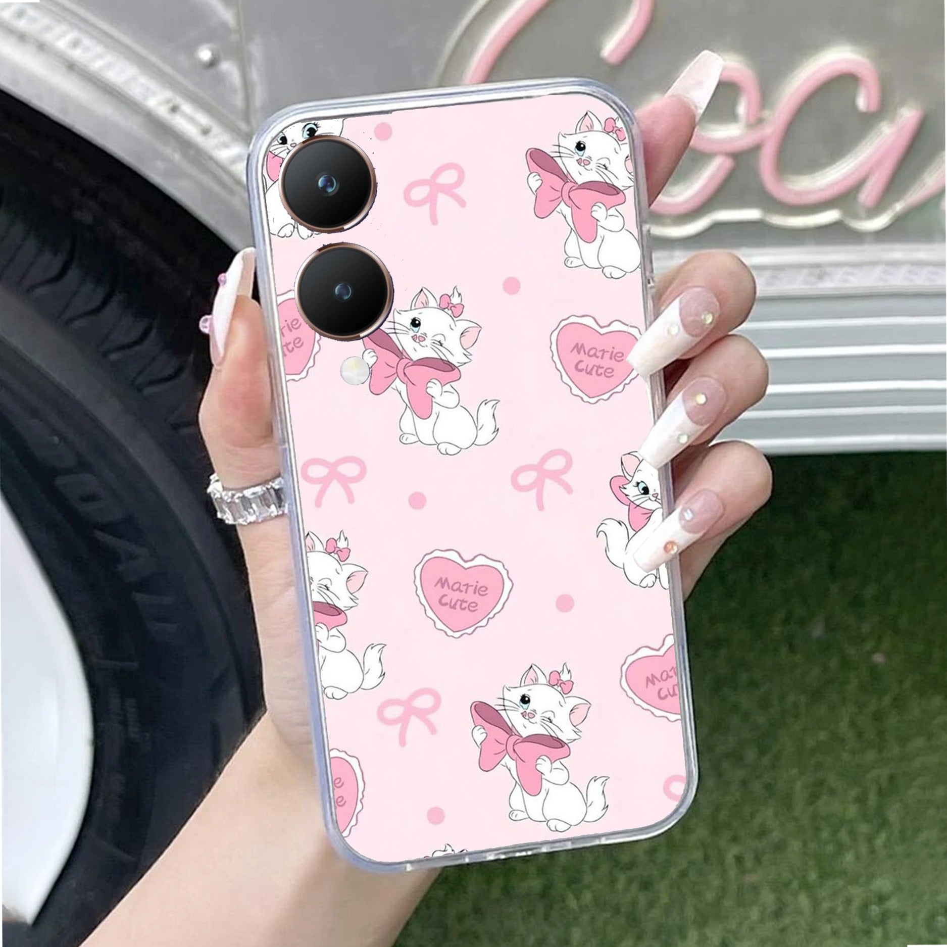 Cute Kitty Bliss Transparent Silicon Case For Vivo Y28 5G
