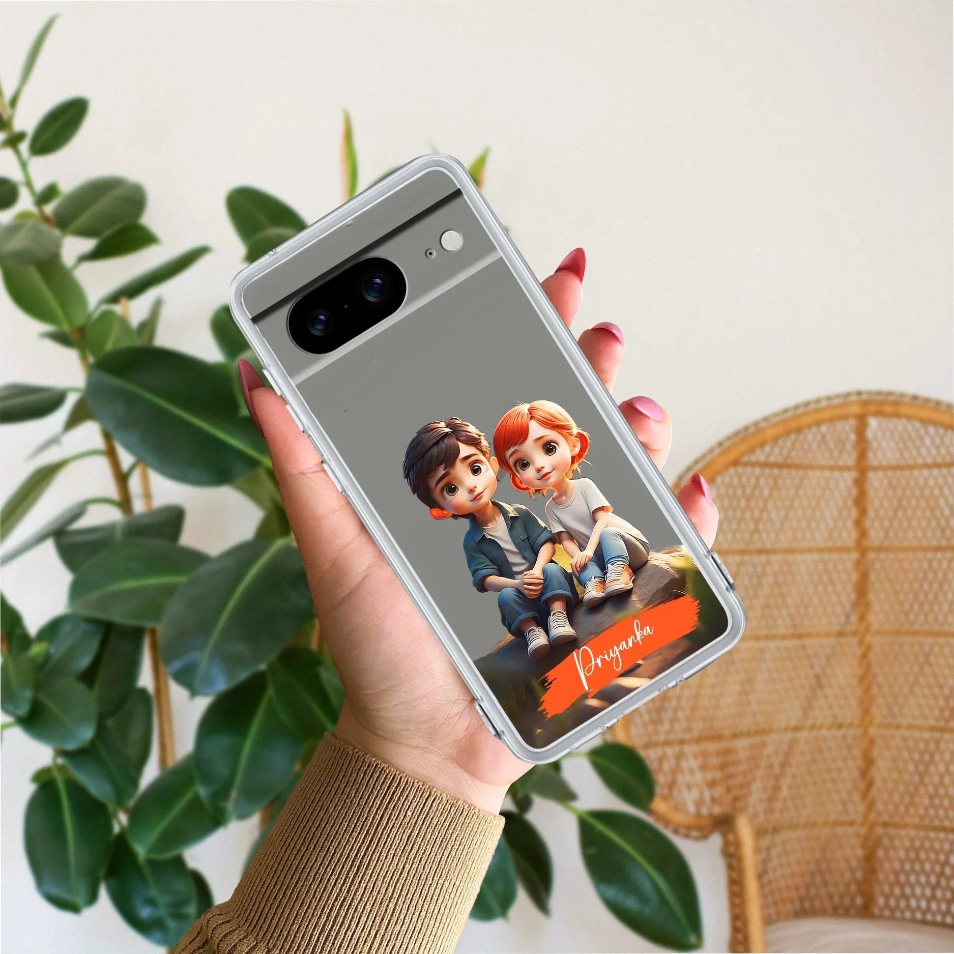 Cute Love Couple Customize Anti Yellow Clear Phone Case Google - ShopOnCliQ