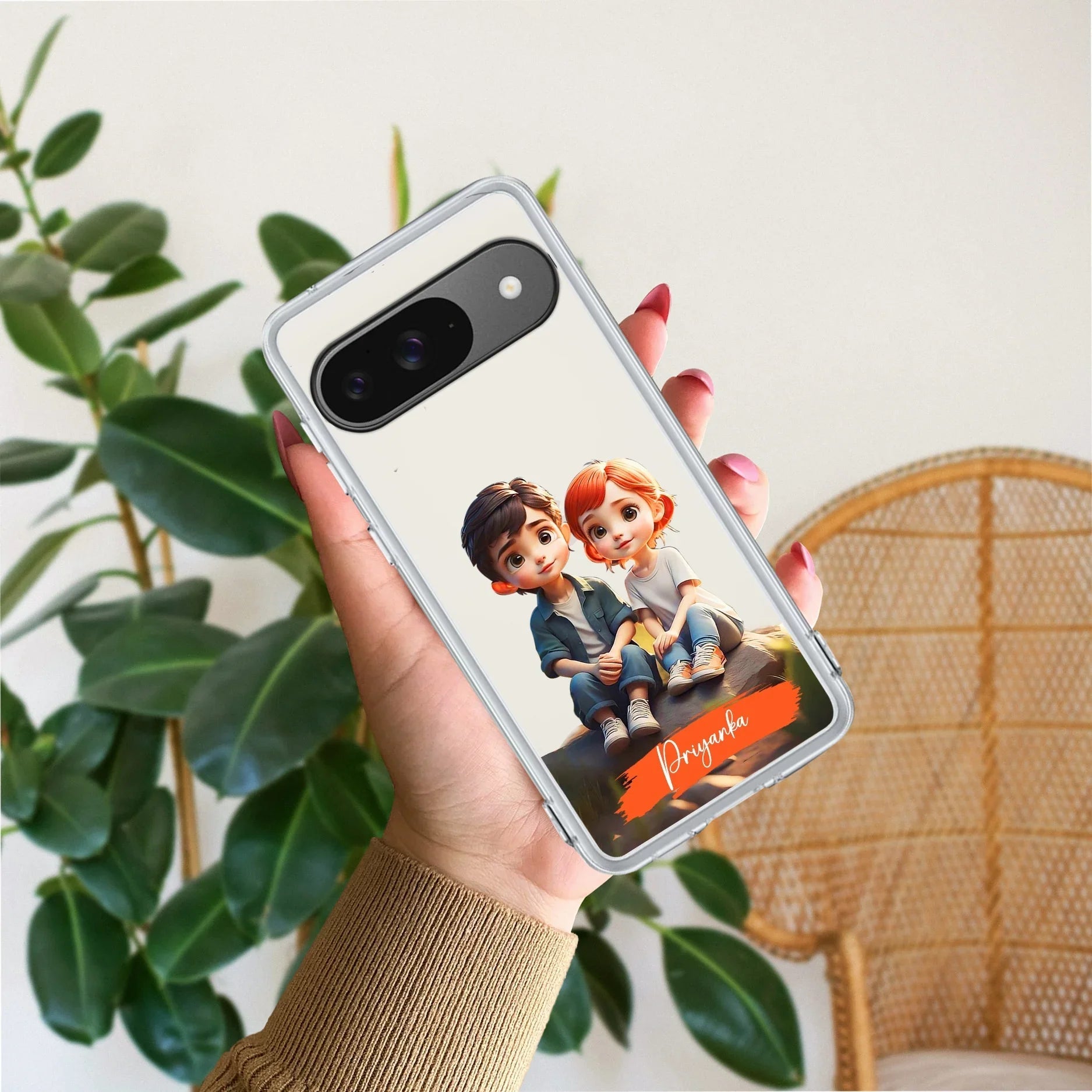 Cute Love Couple Customize Anti Yellow Clear Phone Case Google - ShopOnCliQ