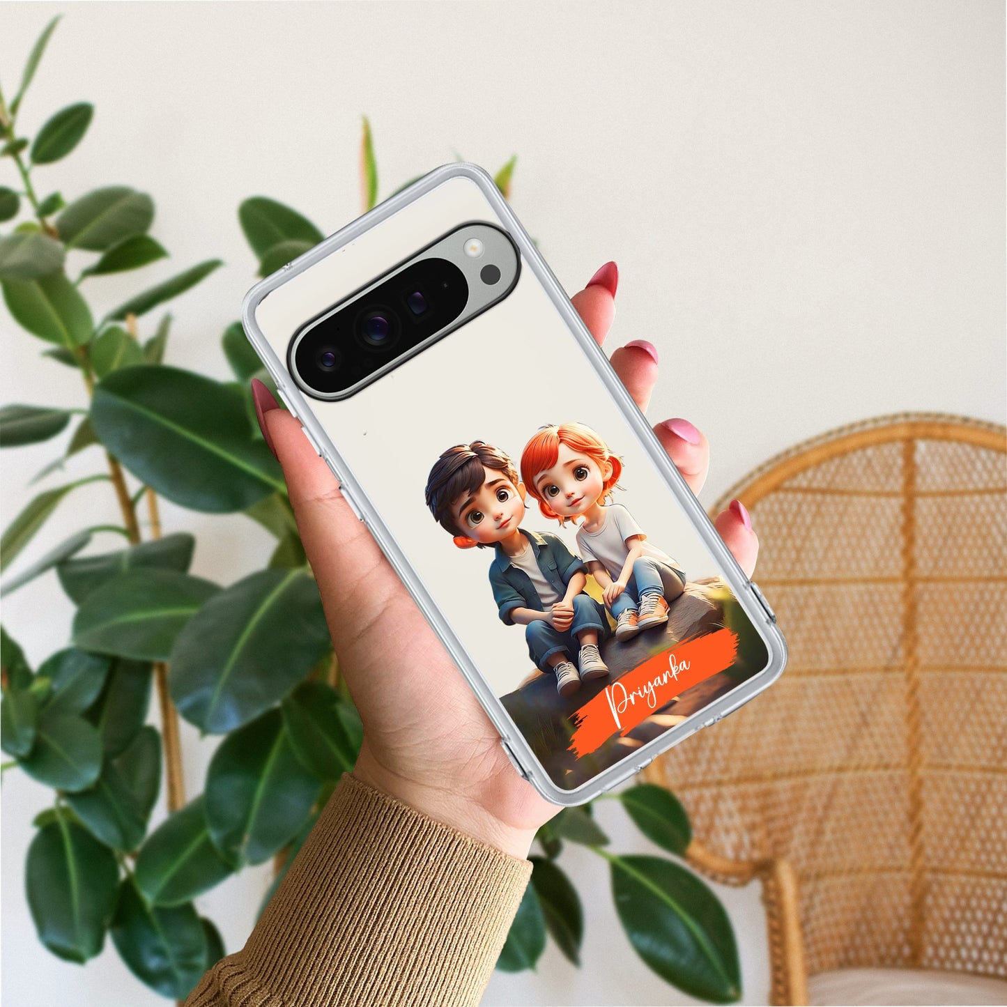Cute Love Couple Customize Transparent Silicon Case For Google