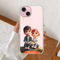 Cute Love Couple Customize Anti Yellow Clear Case For iPhone 14 Plus