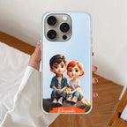 Cute Love Couple Customize Anti Yellow Clear Case For iPhone 16 Pro