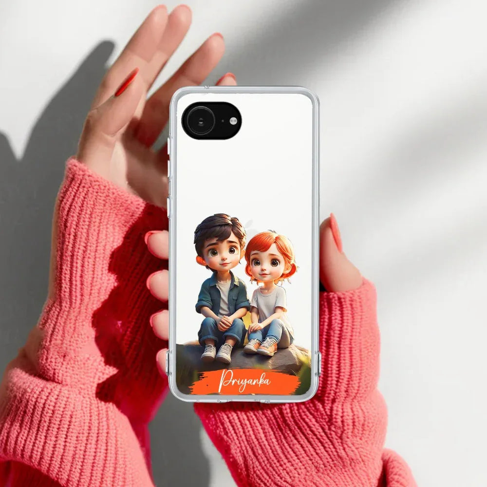 Cute Love Couple Customize Anti Yellow Clear Phone Case iPhone