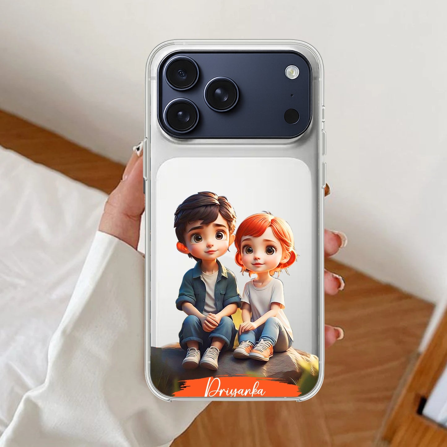 Cute Love Couple Customize Transparent Silicon Case For iPhone